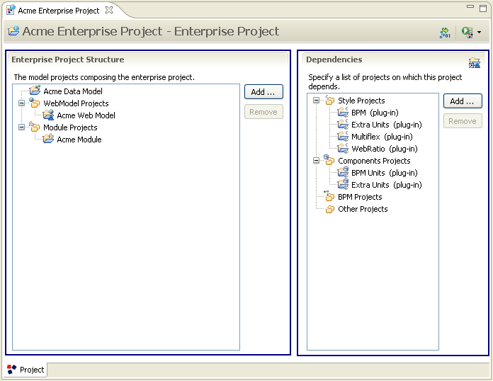 Enterprise Project view