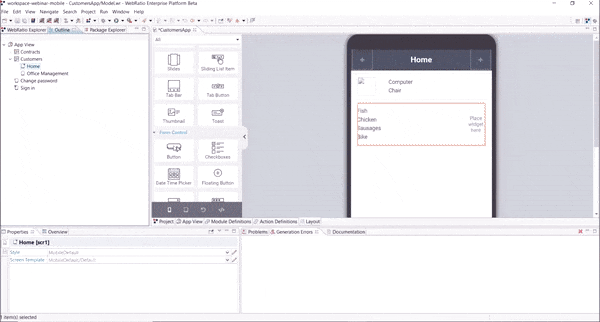 The visual tools and languages of the WebRatio Low-Code Platform for mobile app development
