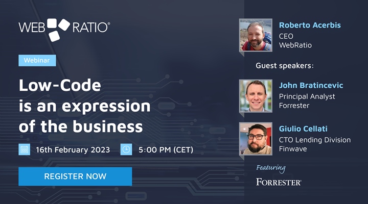 Nuovo webinar “Low-Code is an expression of the business”