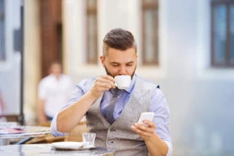 man using smartphone