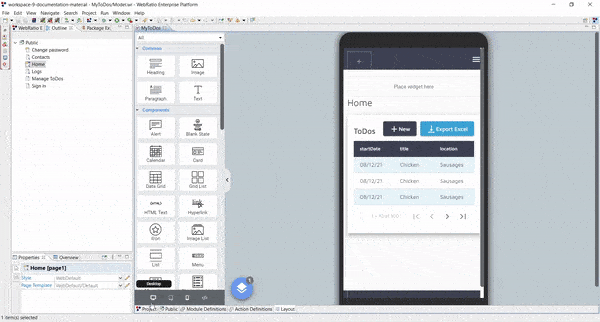 Changing the theme color of a responsive web application in the User Interface Designer of the WebRatio Low-Code Platform