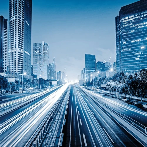 city street with business buildings